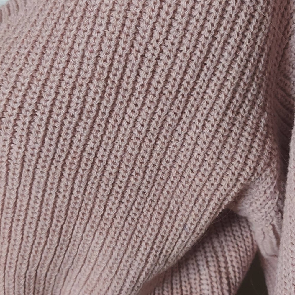 Pink Vneck Crop Sweater - Picture 3 of 5